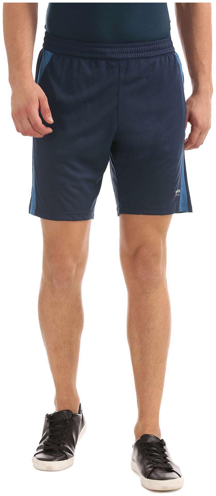 

USPA Active Blue Polyester Knit Active Shorts
