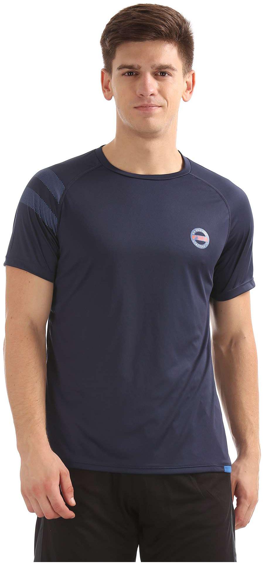 

U S Polo Assn Men Blue Regular fit Cotton Blend Round neck T-Shirt - Pack Of 1