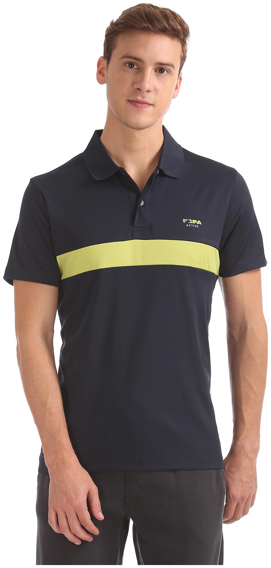 

U S Polo Assn Men Blue Regular fit Cotton Blend Polo collar T-Shirt - Pack Of 1
