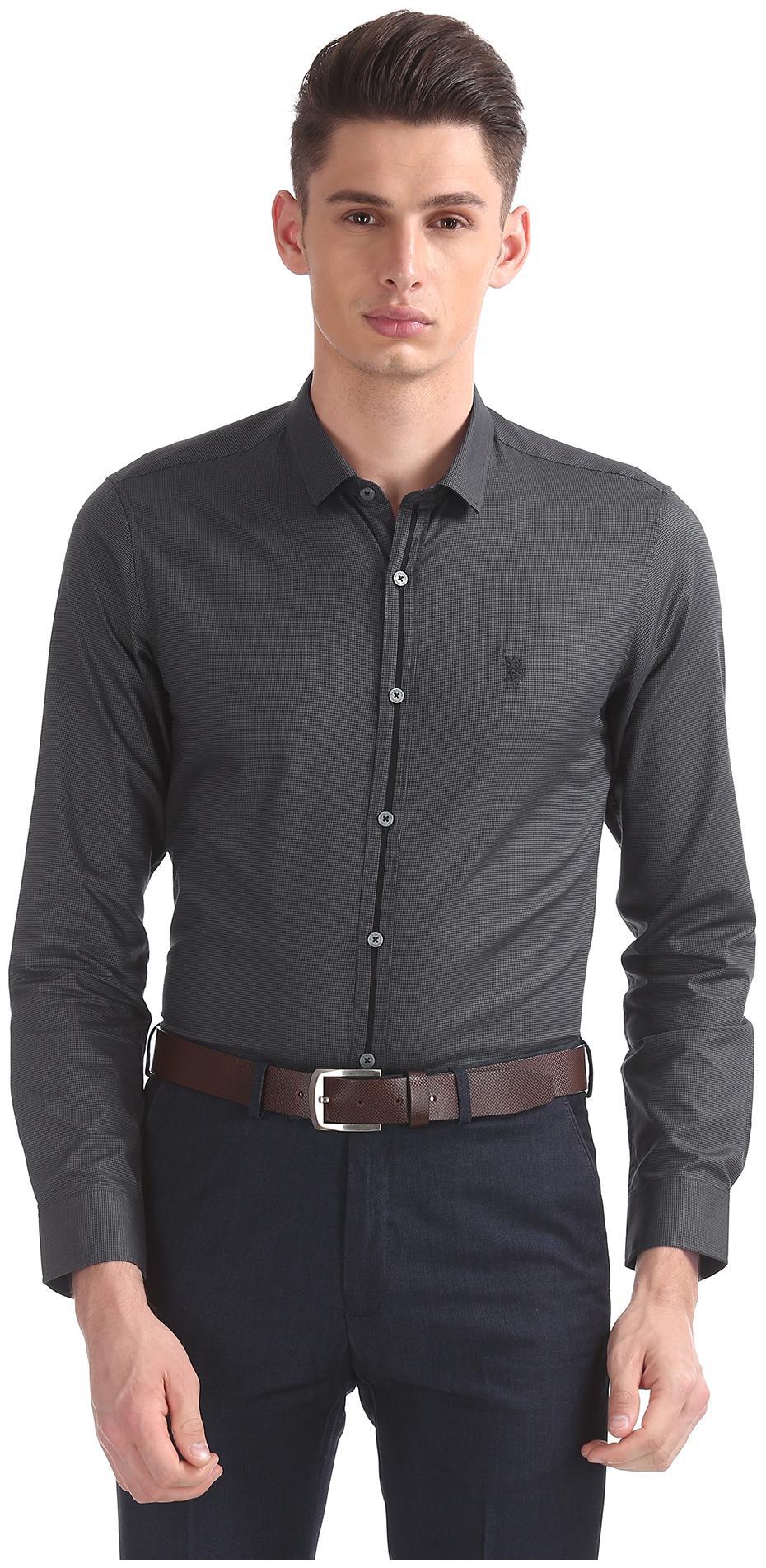 

U S Polo Assn Men Slim fit Formal Shirt - Grey
