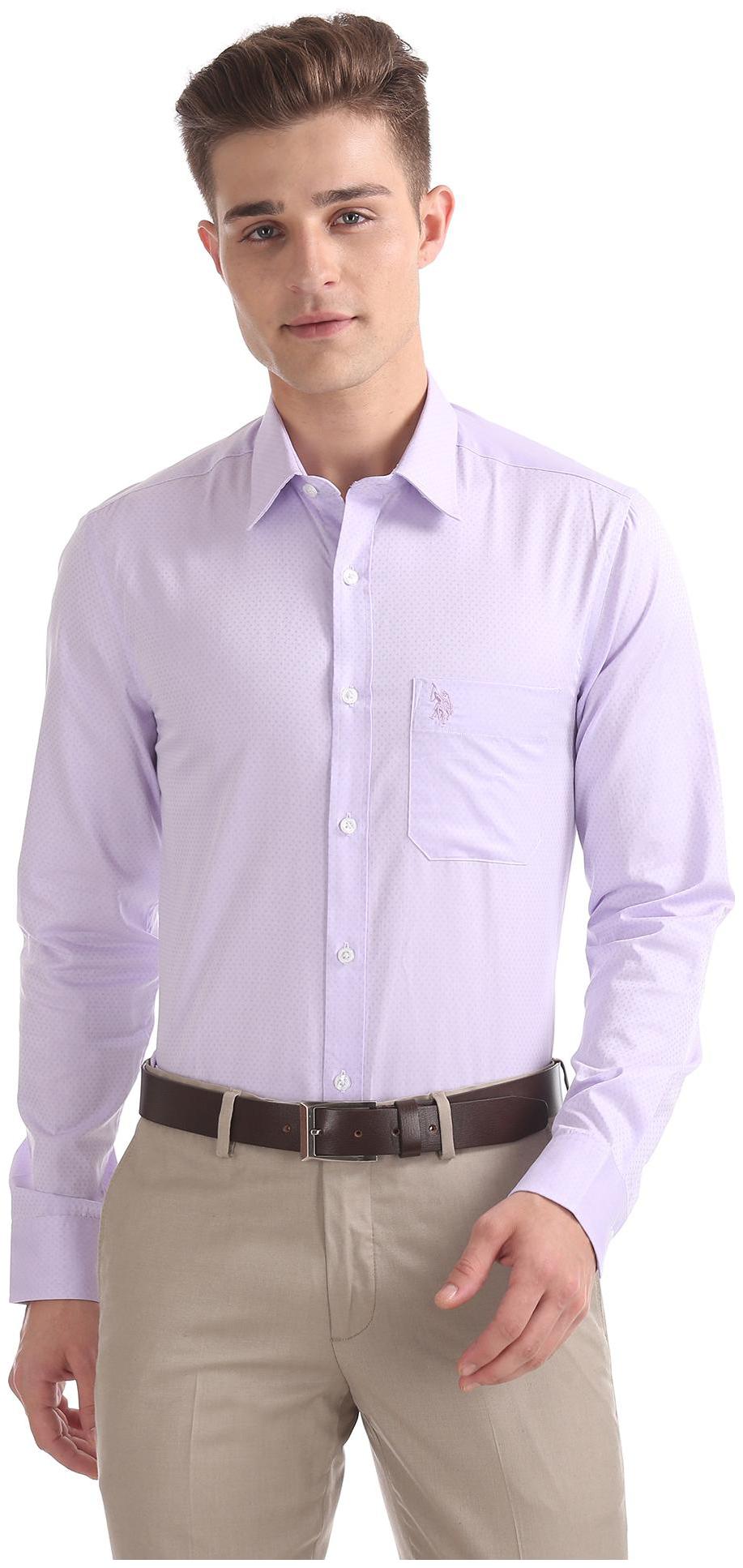 

U S Polo Assn Men Purple Solid Regular Fit Casual Shirt