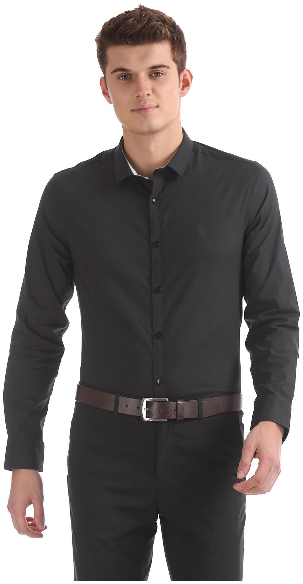 

U S Polo Assn Men Slim fit Formal Shirt - Black