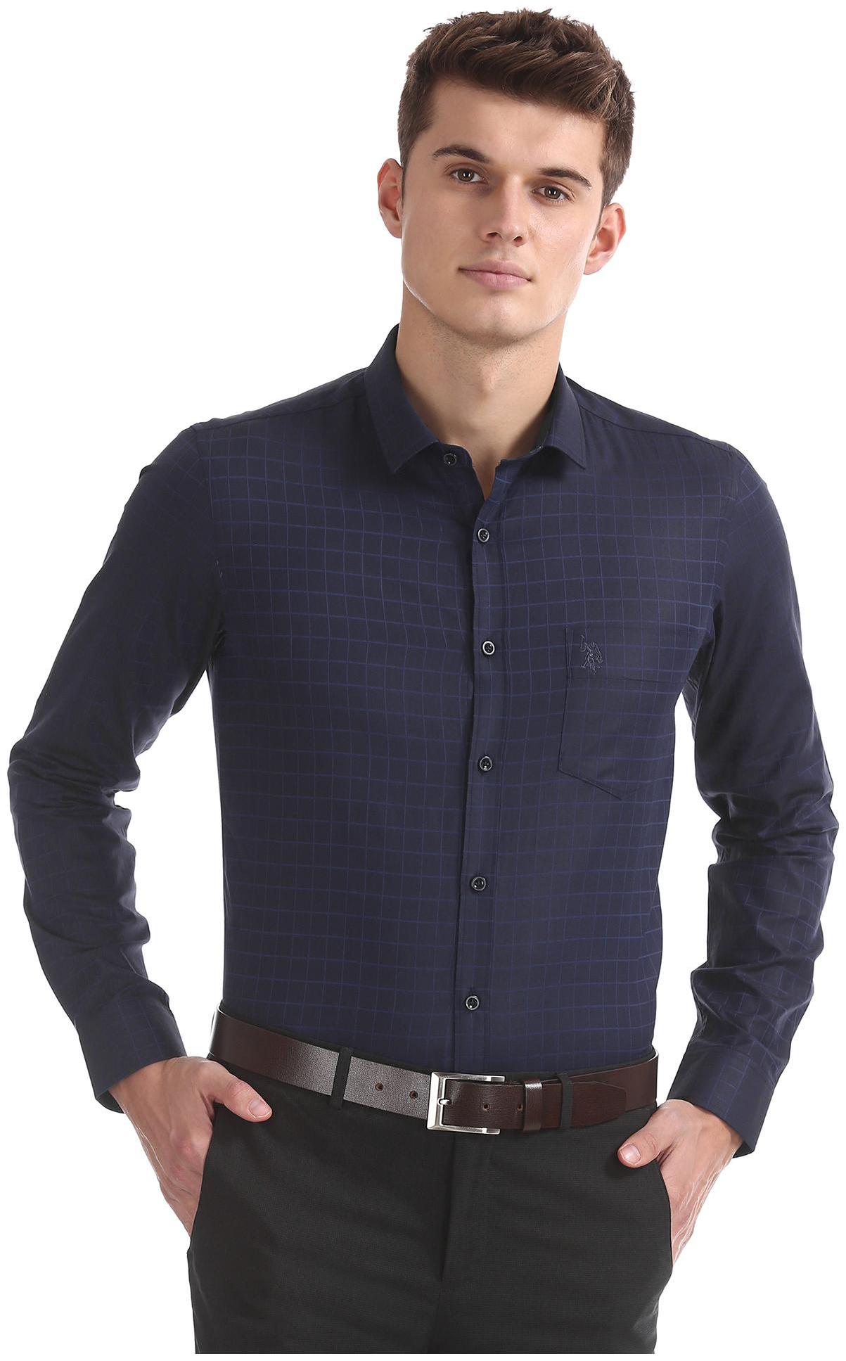 

U S Polo Assn Men Slim fit Formal Shirt - Blue