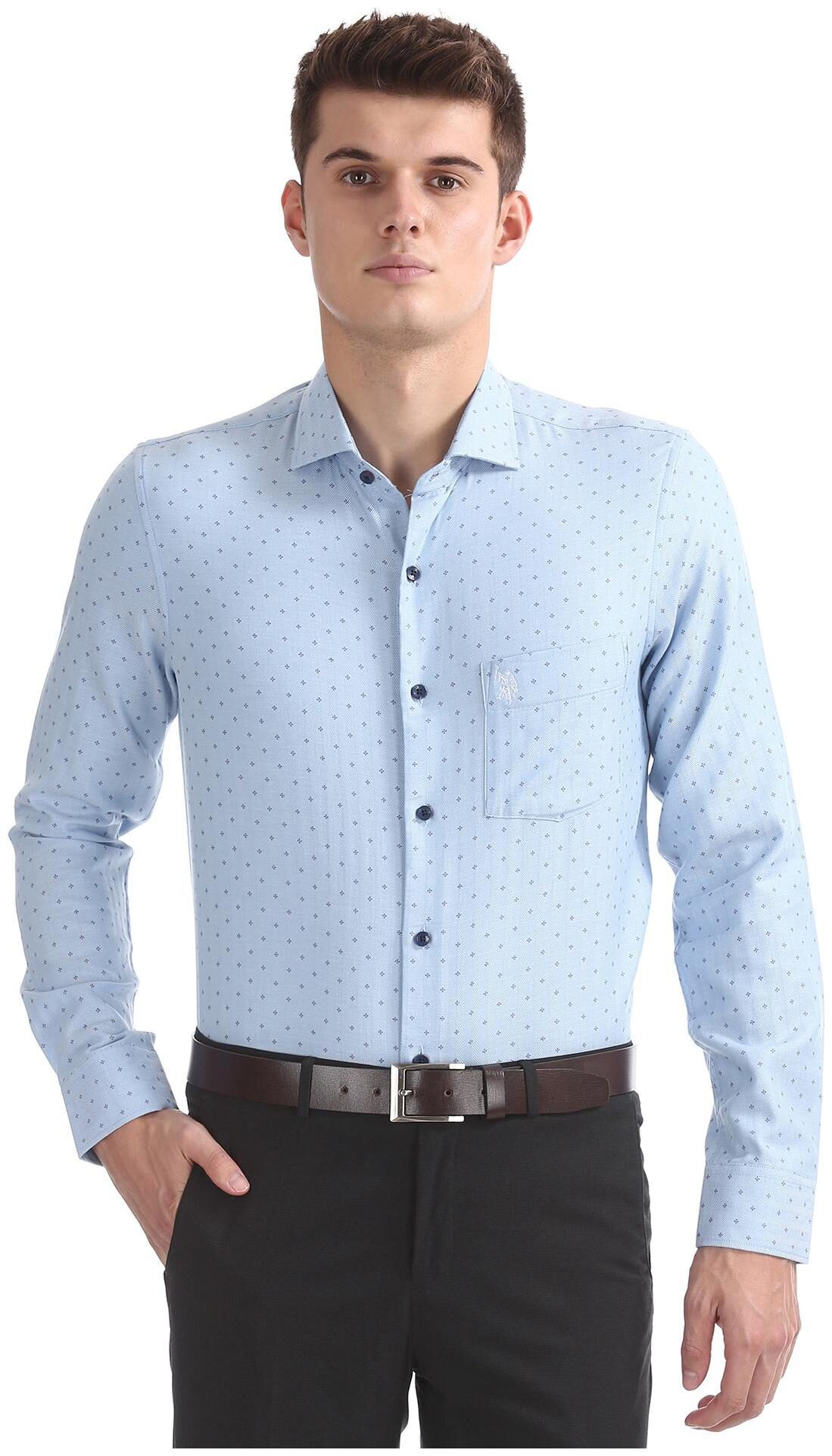 

U S Polo Assn Men Regular fit Formal Shirt - Blue
