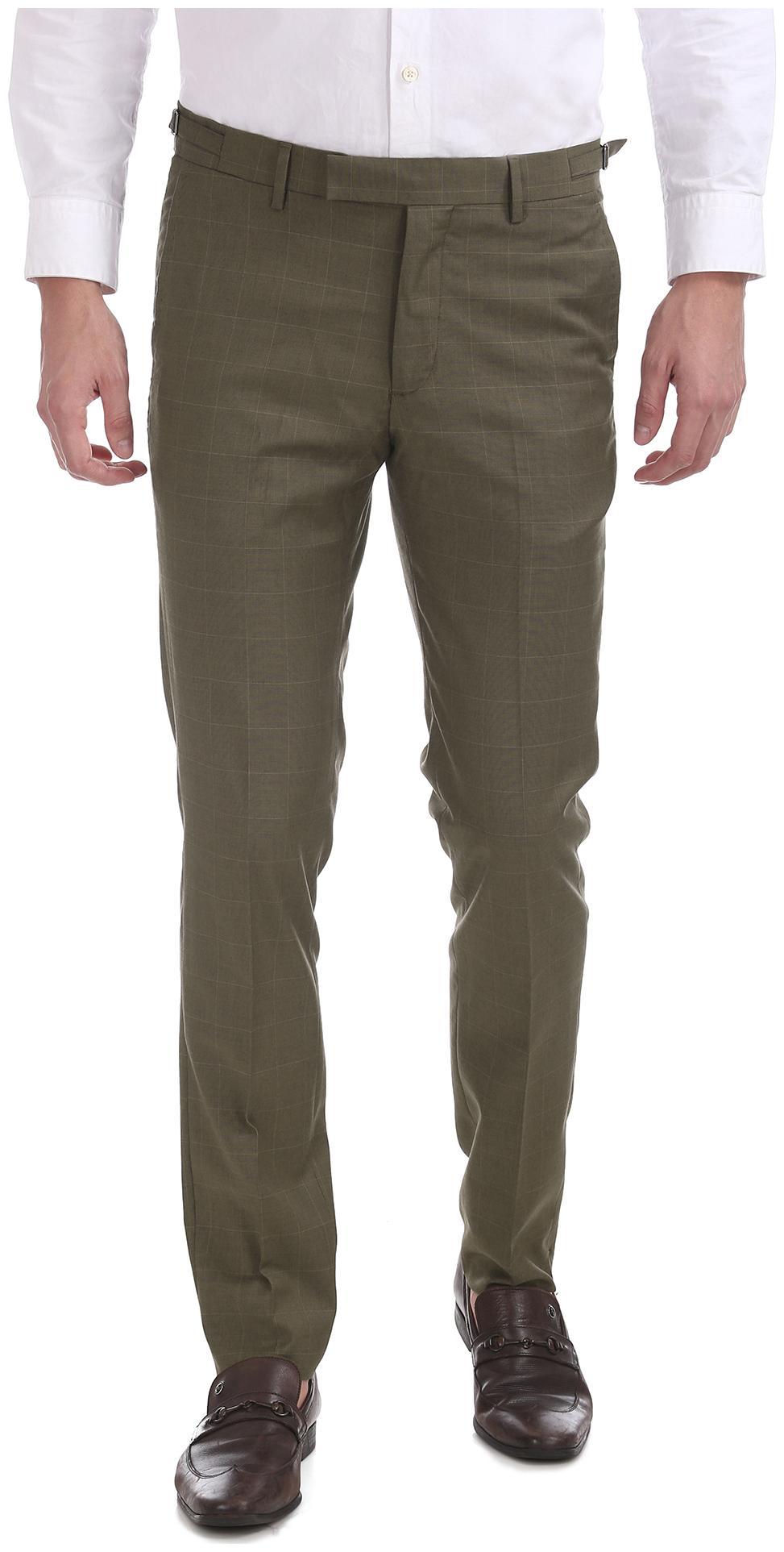 

U S Polo Assn Men Checked Skinny Fit Formal Trouser - Green