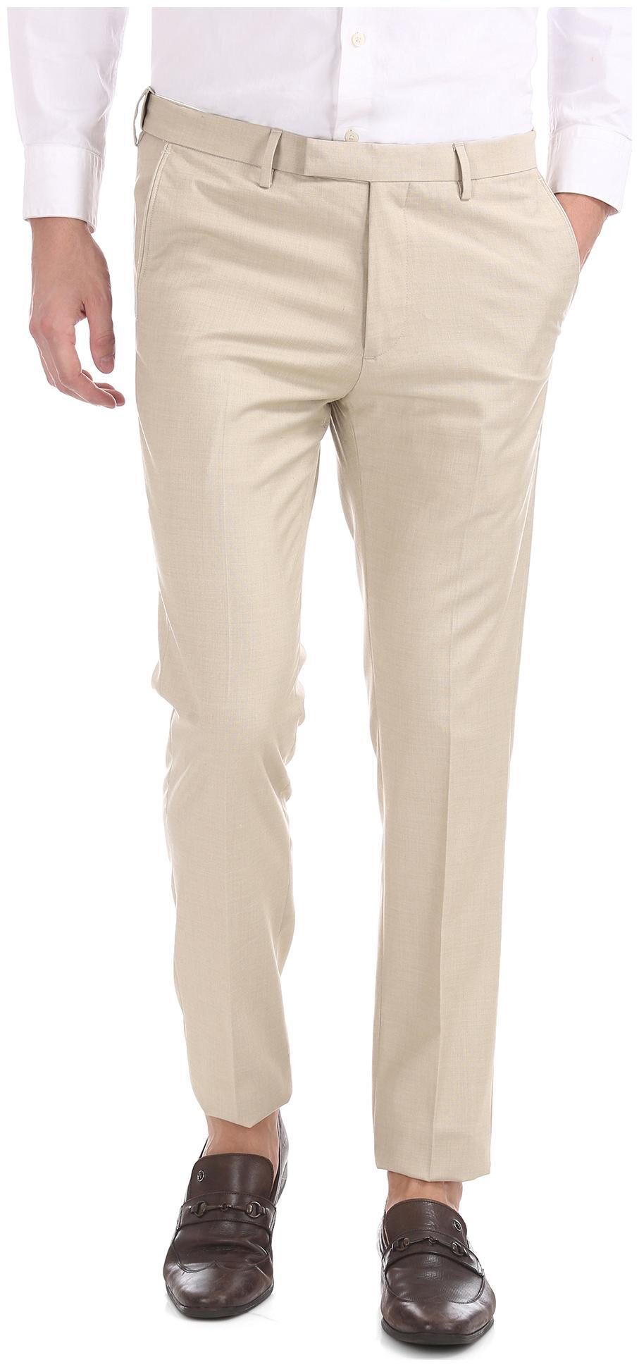 

U S Polo Assn Men Solid Skinny Fit Formal Trouser - Beige