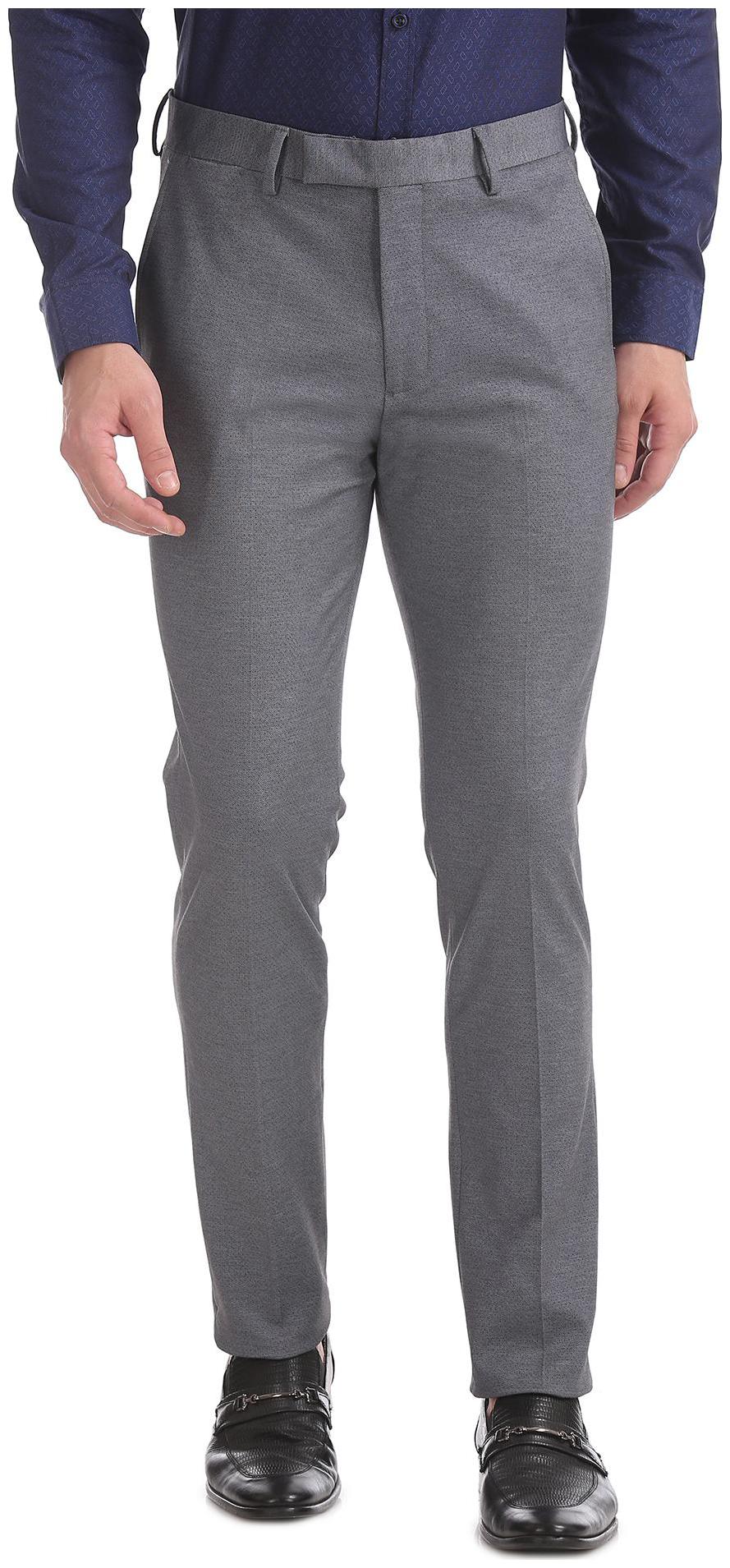 

U S Polo Assn Men Solid Skinny Fit Formal Trouser - Grey