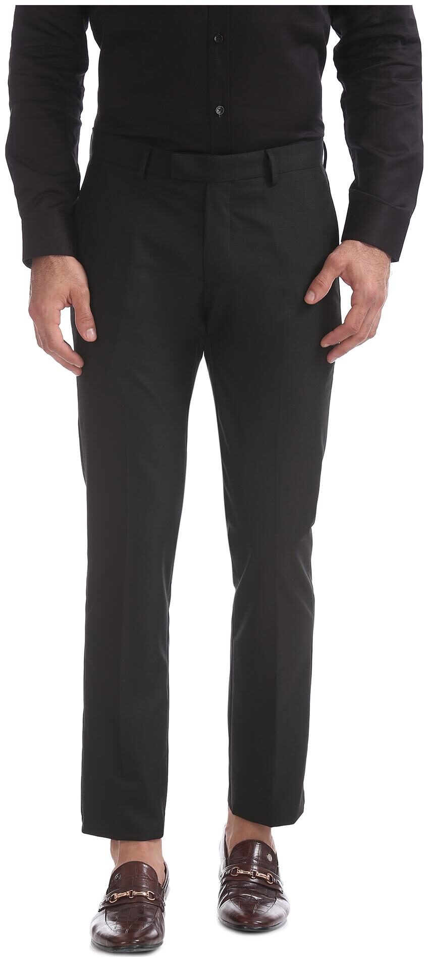 

U S Polo Assn Men Solid Slim Fit Formal Trouser - Black
