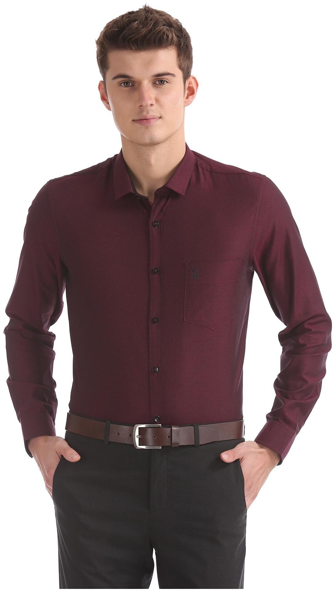 

U S Polo Assn Men Slim fit Formal Shirt - Red