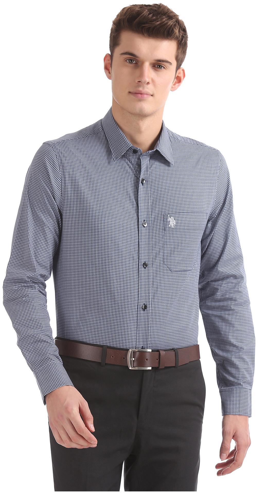 

U S Polo Assn Men Regular fit Formal Shirt - Blue