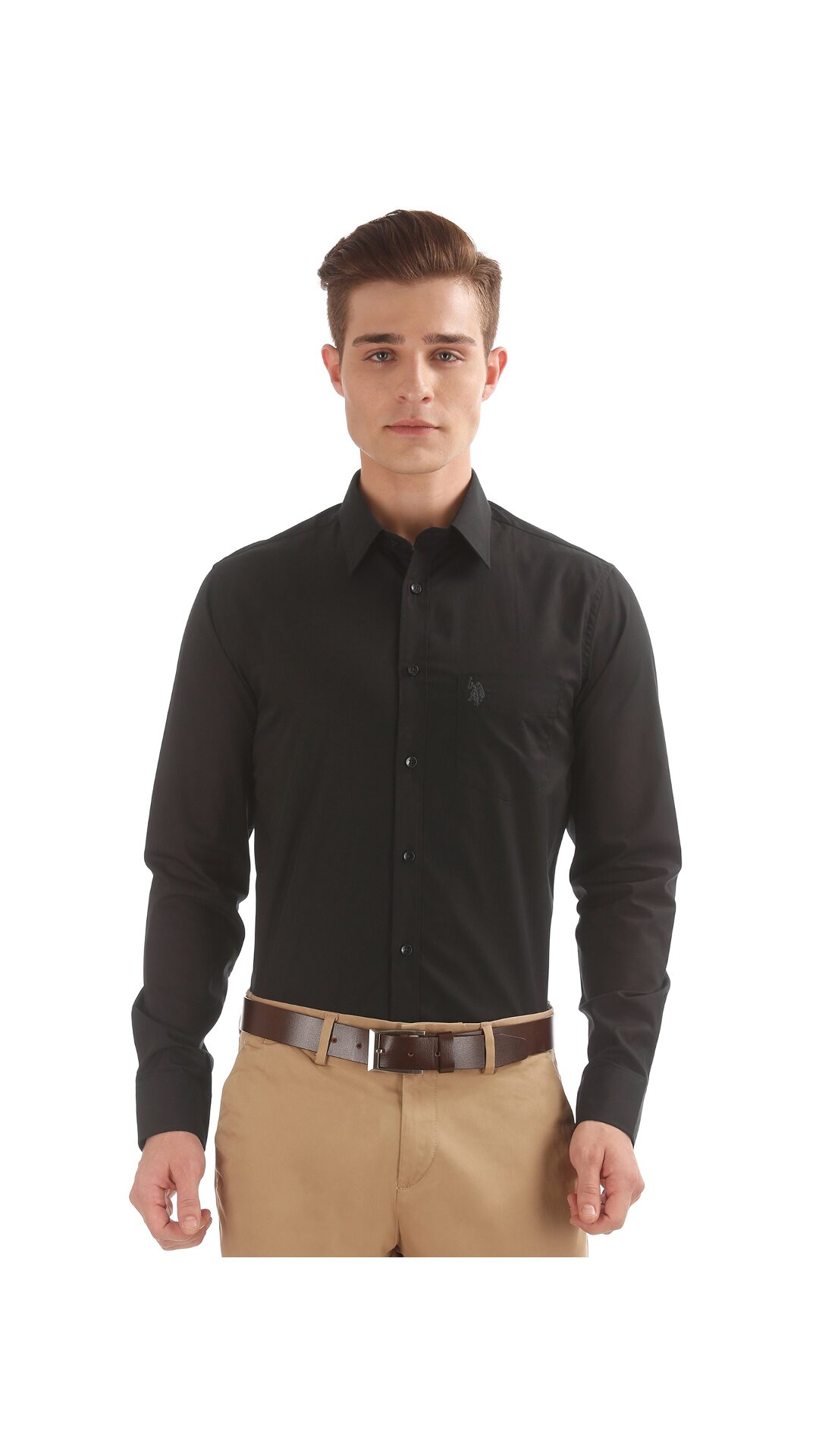 

U S Polo Assn Men Regular fit Formal Shirt - Black