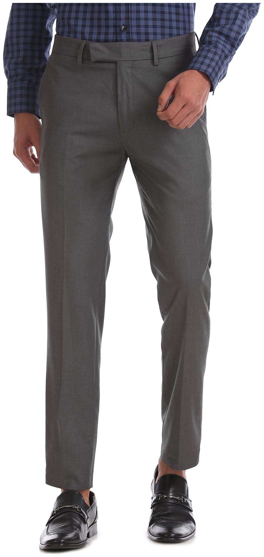 

U S Polo Assn Men Solid Slim Fit Formal Trouser - Grey