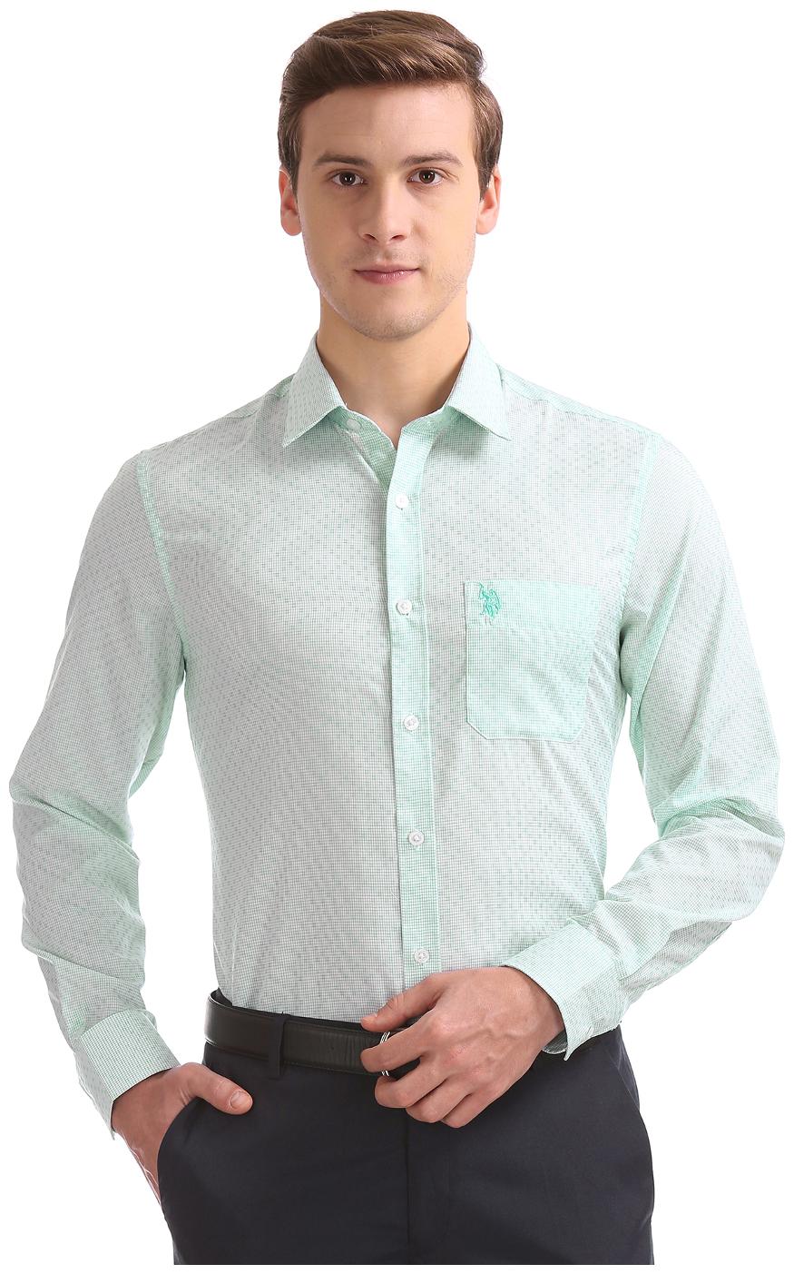 

U S Polo Assn Men Regular fit Formal Shirt - Green