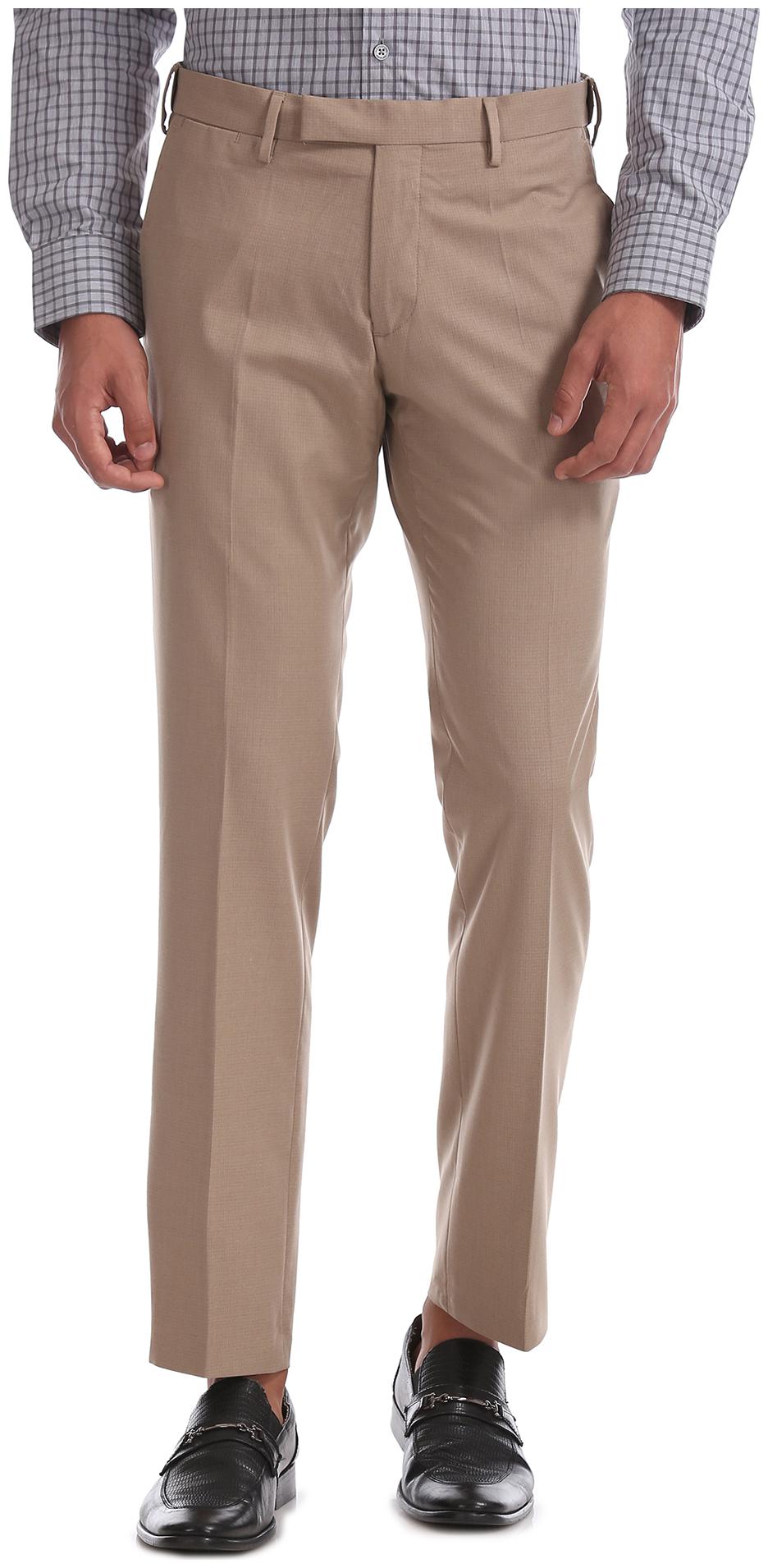

U S Polo Assn Men Solid Slim Fit Formal Trouser - Beige