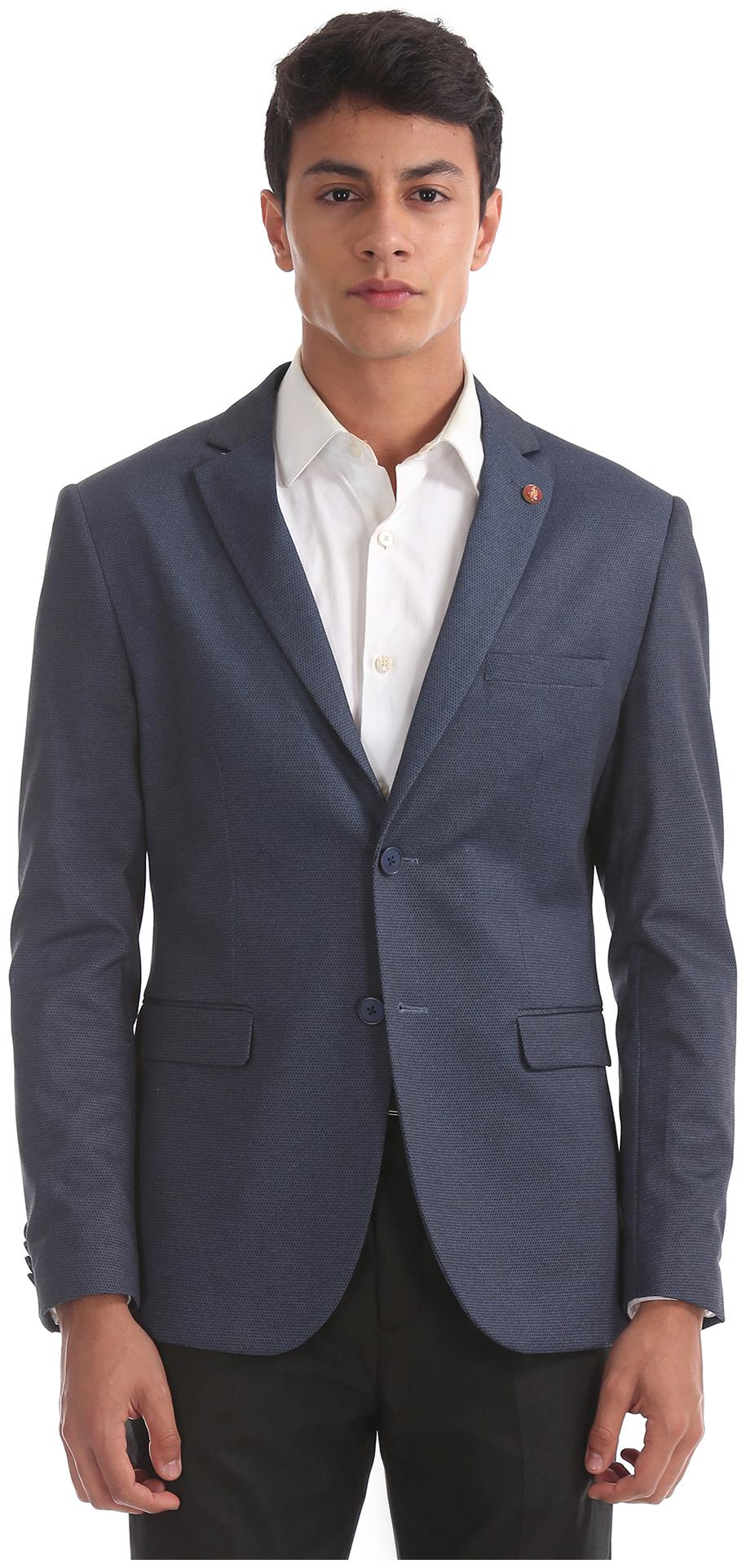 

U S Polo Assn Men Blue Solid Slim fit Single Breasted Blazer