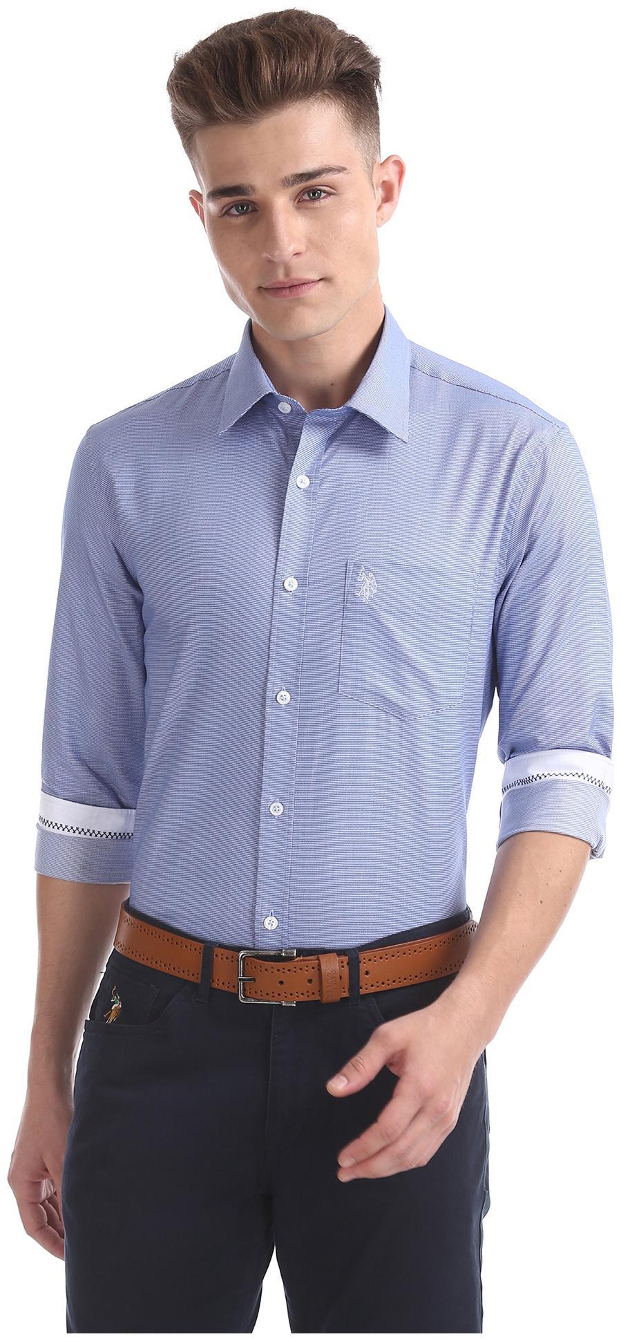 

U S Polo Assn Men Regular fit Formal Shirt - Blue