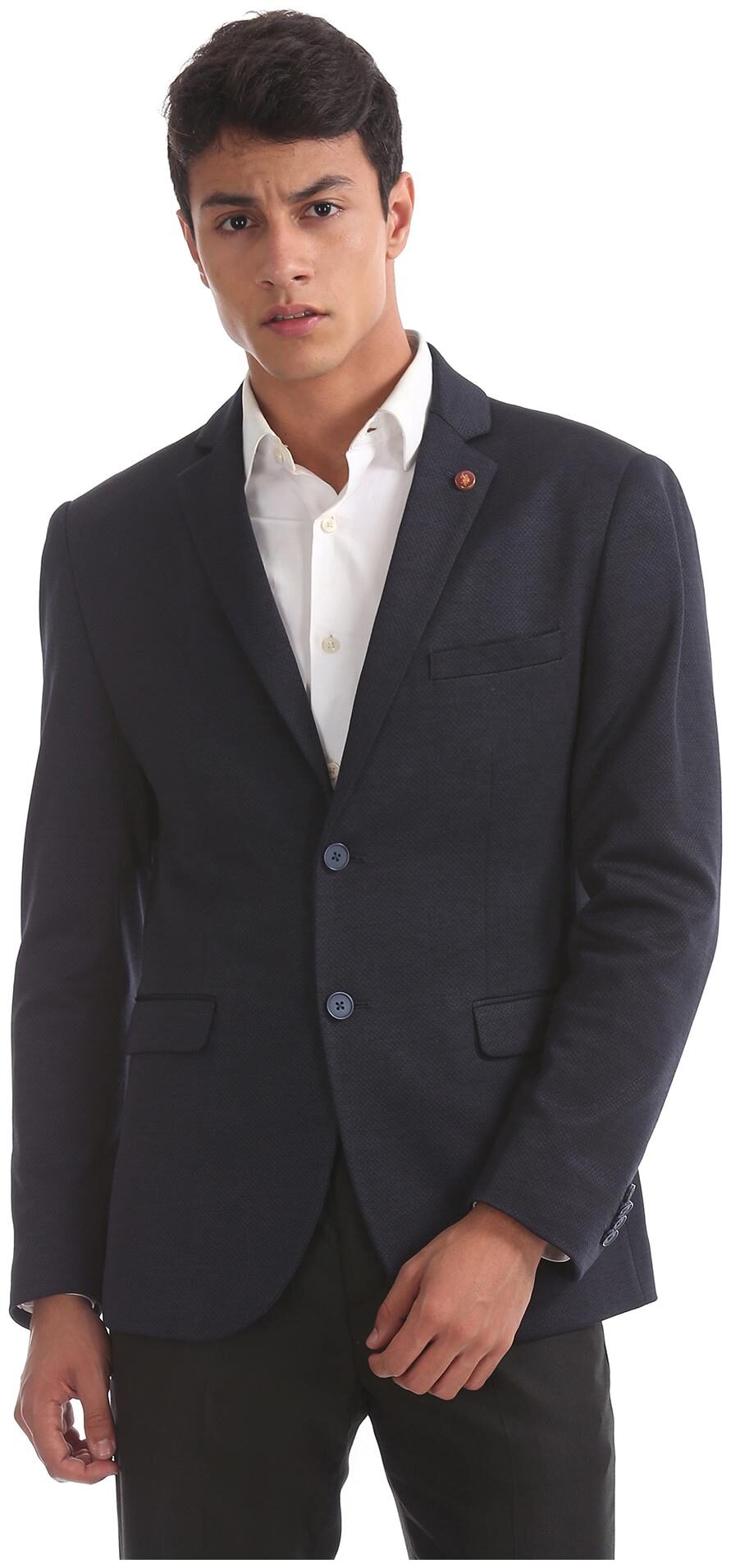 

U S Polo Assn Men Blue Solid Slim fit Single Breasted Blazer