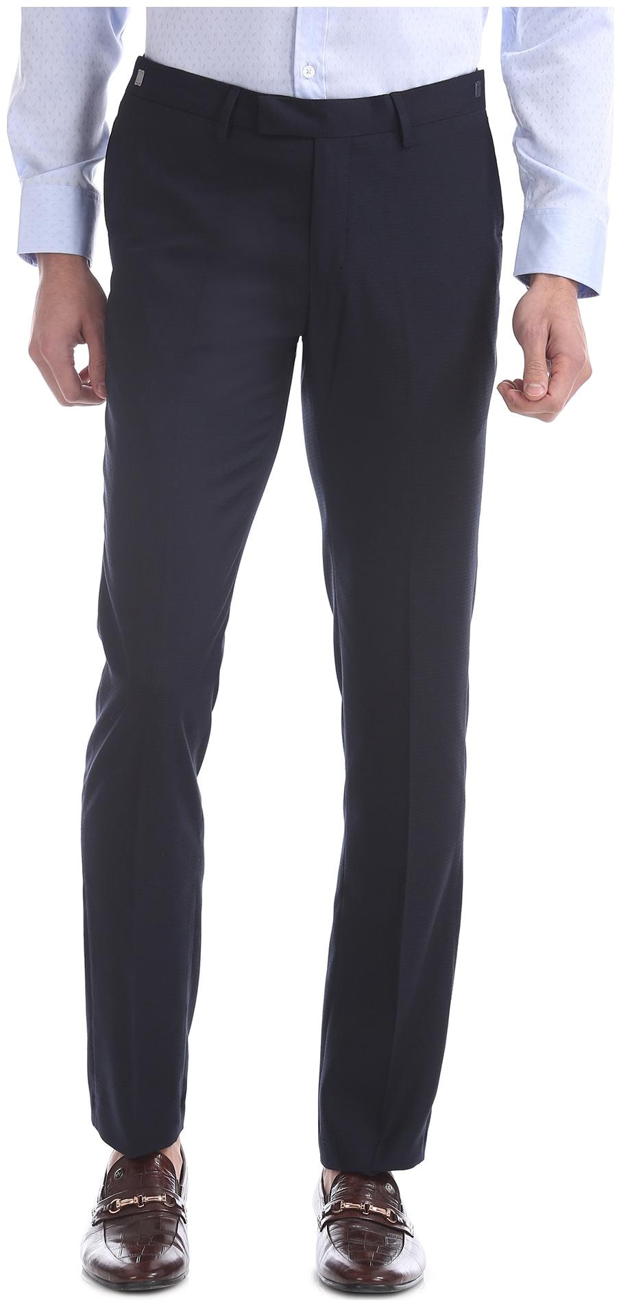 

U S Polo Assn Men Solid Slim Fit Formal Trouser - Blue