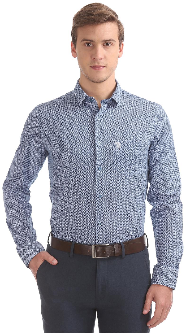 

U S Polo Assn Men Slim fit Formal Shirt - Blue