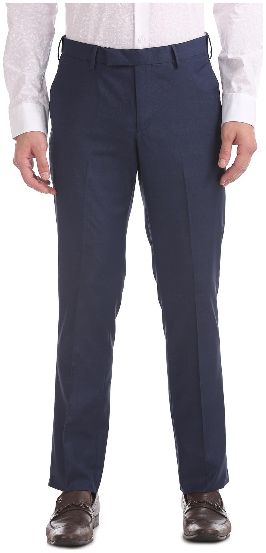 

U S Polo Assn Men Blue Solid Slim fit Regular trousers