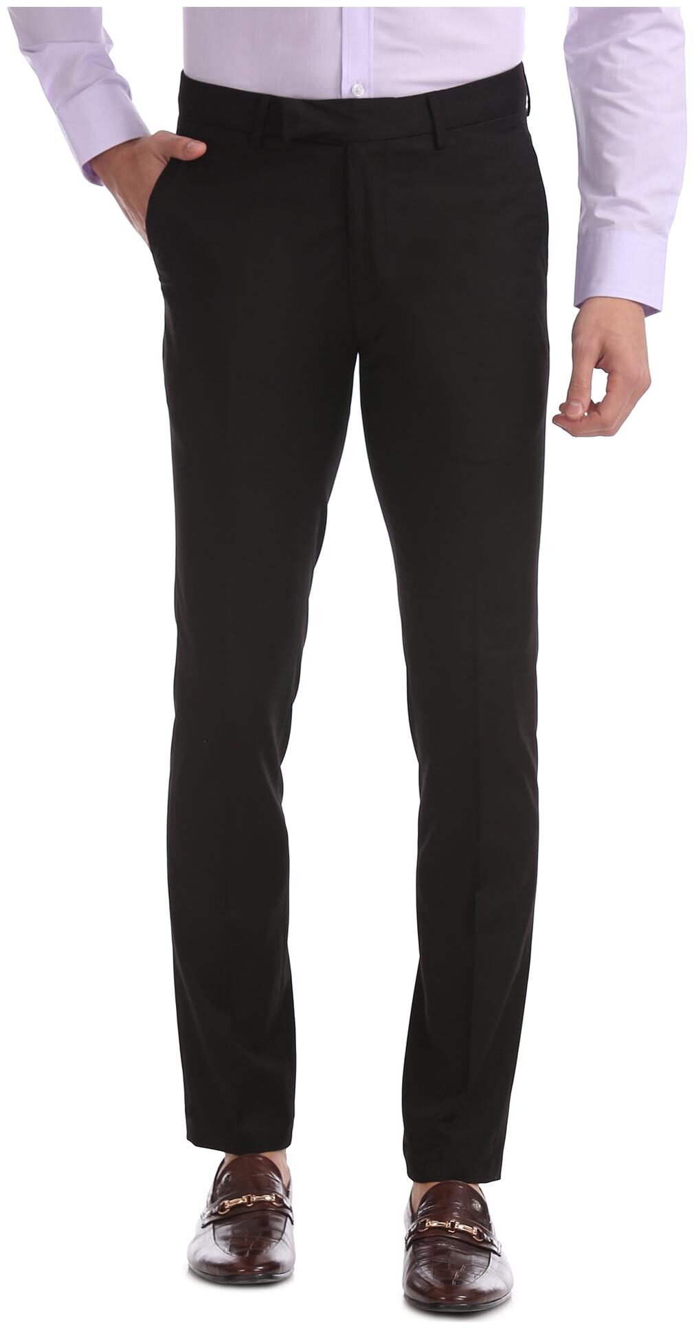 

U S Polo Assn Men Solid Slim Fit Formal Trouser - Black