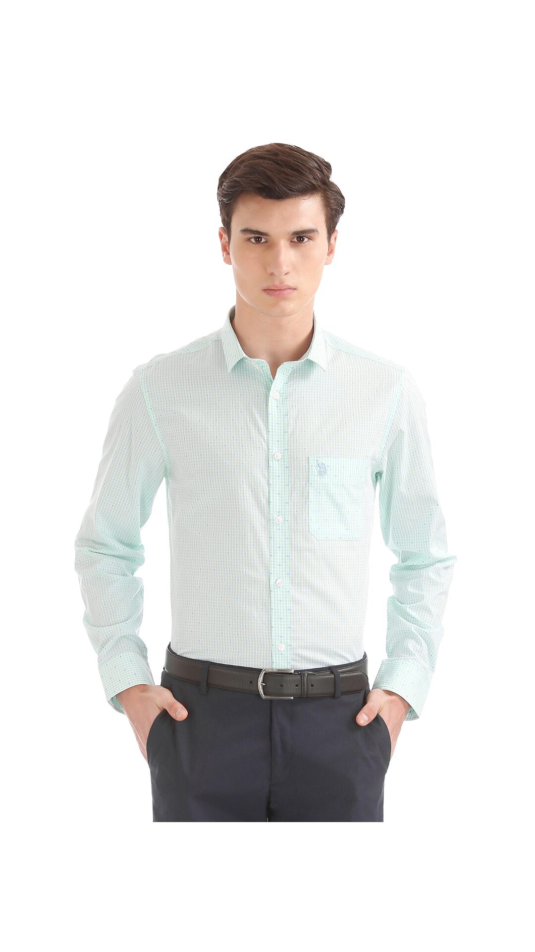 

U S Polo Assn Men Slim fit Formal Shirt - Green