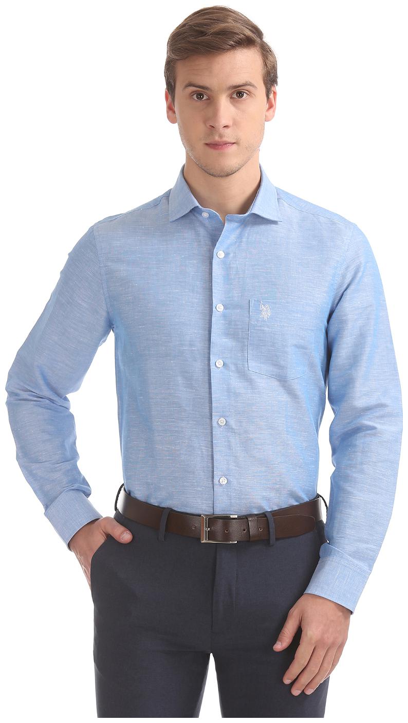 

U S Polo Assn Men Slim fit Formal Shirt - Blue