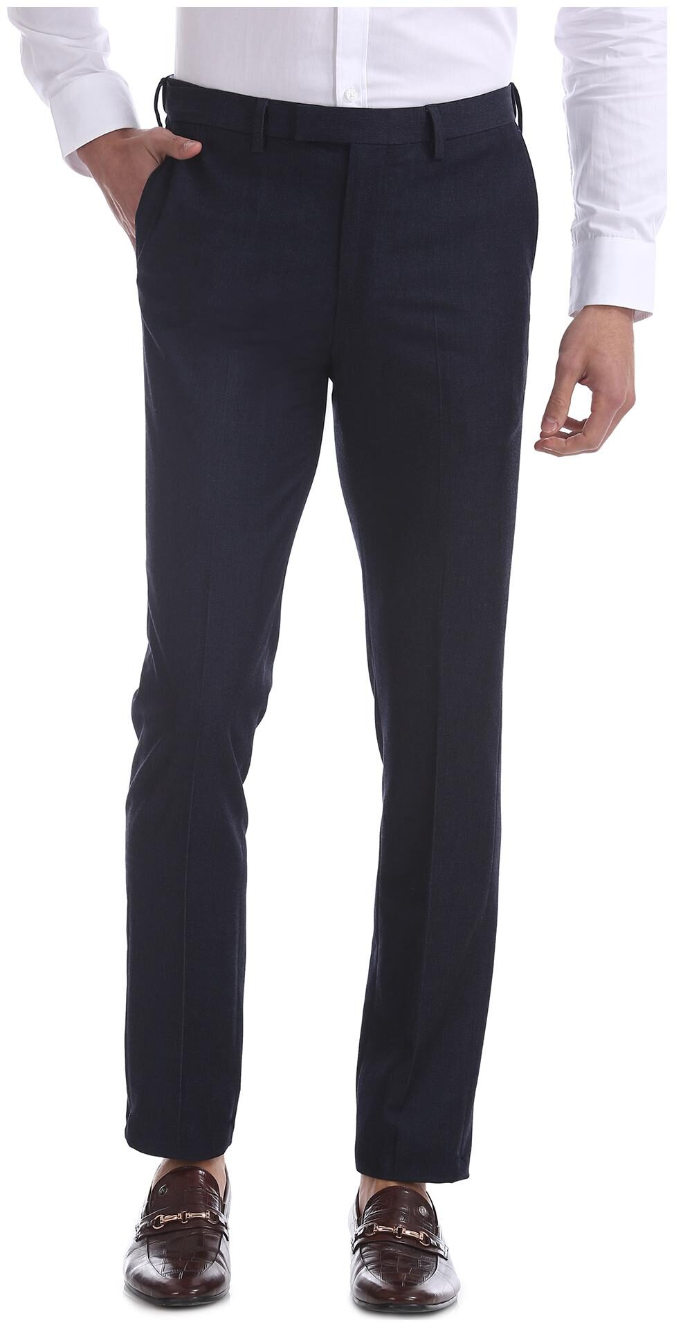 

U S Polo Assn Men Solid Slim Fit Formal Trouser - Blue