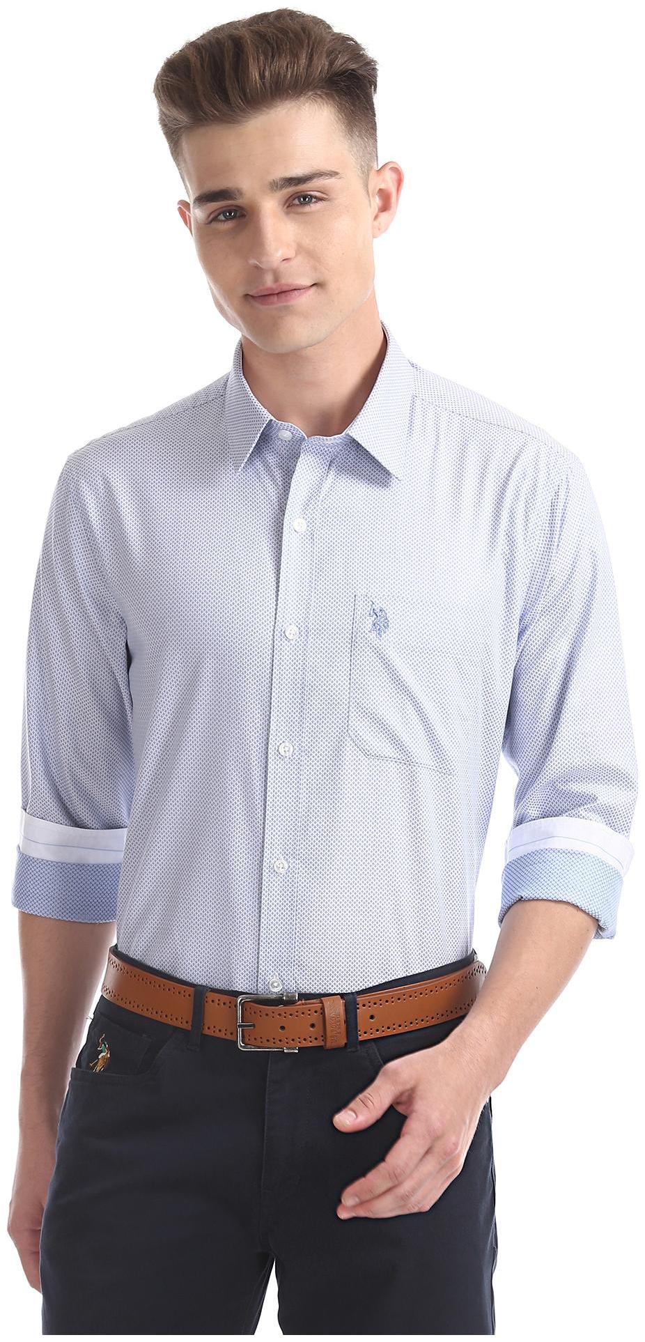

U S Polo Assn Men Regular fit Formal Shirt - Blue