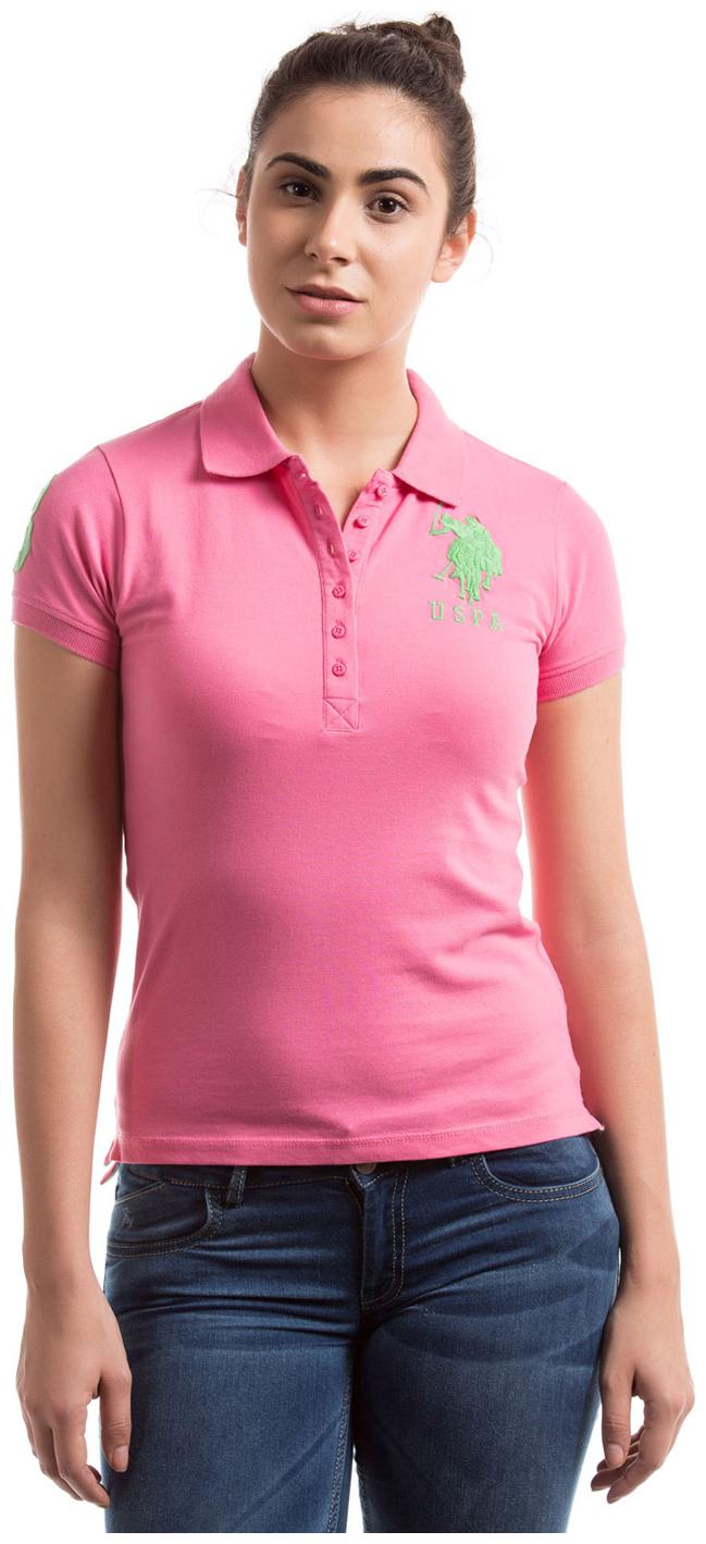 

U S Polo Assn Women Multi Regular fit Mandarin collar Cotton T shirt