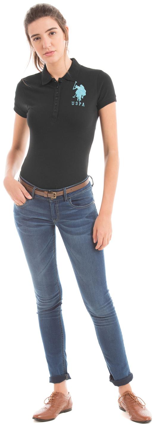 

U S Polo Assn Women Grey Regular fit Round neck Cotton T shirt