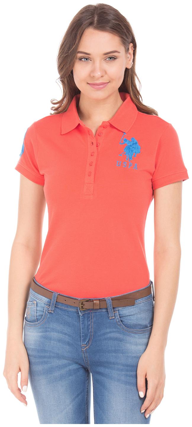 

U S Polo Assn Women Red Regular fit Mandarin collar Viscose rayon T shirt