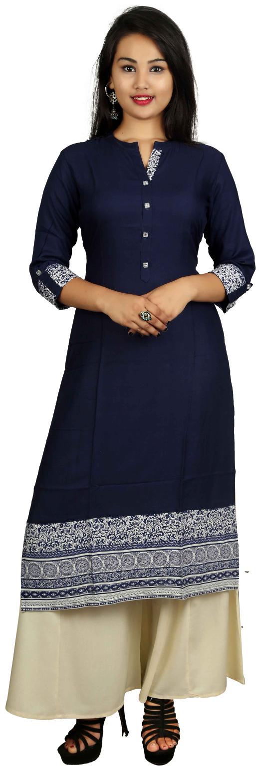 

V Brown Casual Wear Women Kurti Palazzo Set