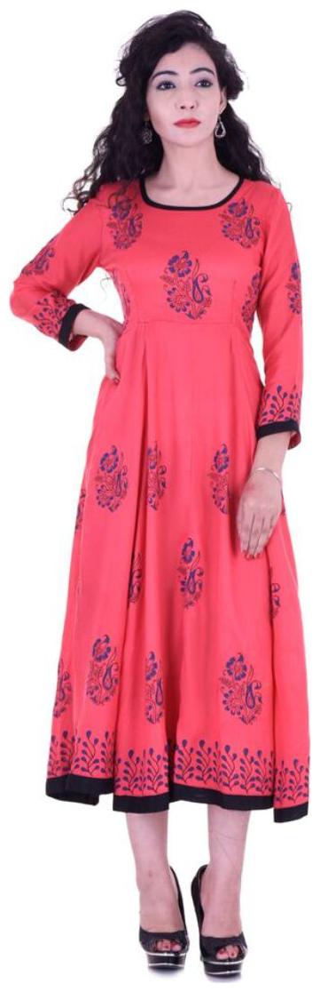 

V Brown Women Pink Colorblocked Anarkali Kurta