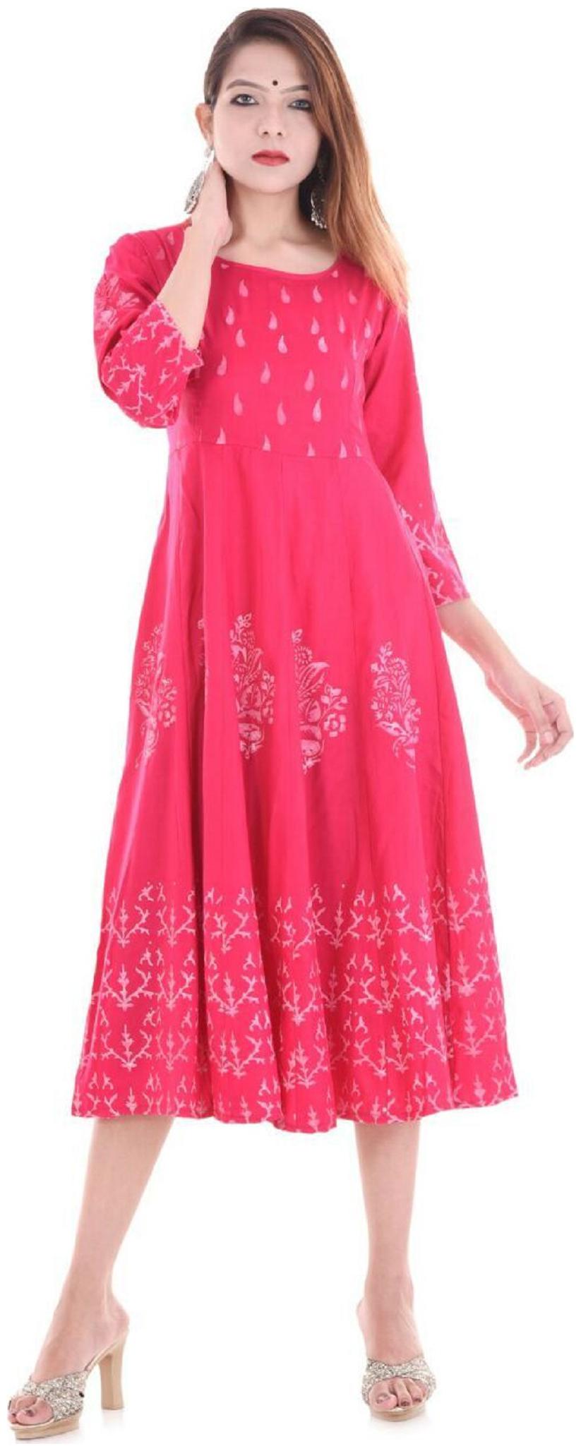 

V Brown Women Peach Colorblocked Anarkali Kurta