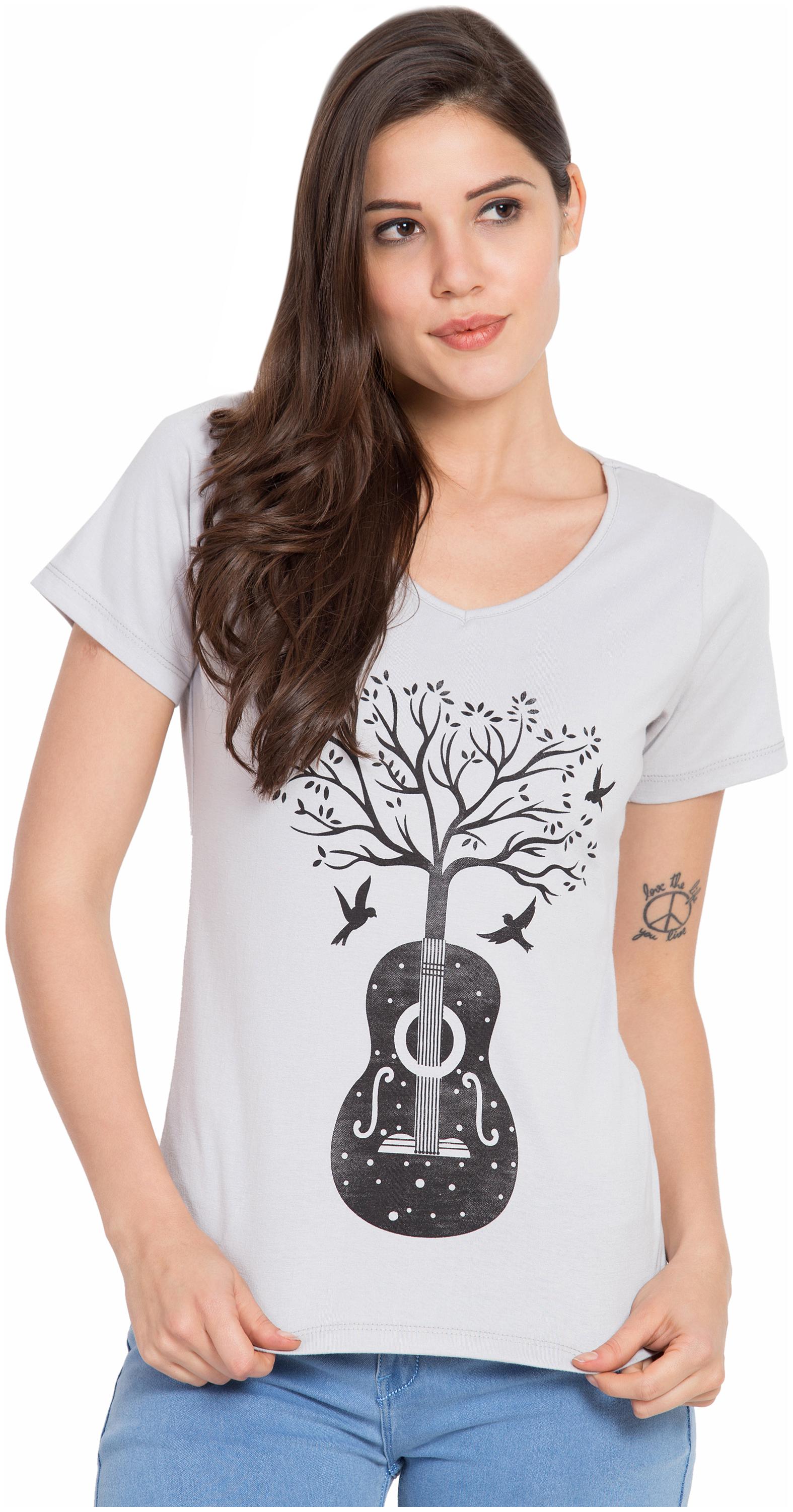 

STITCH VASTRA Women Printed A-line top - Grey