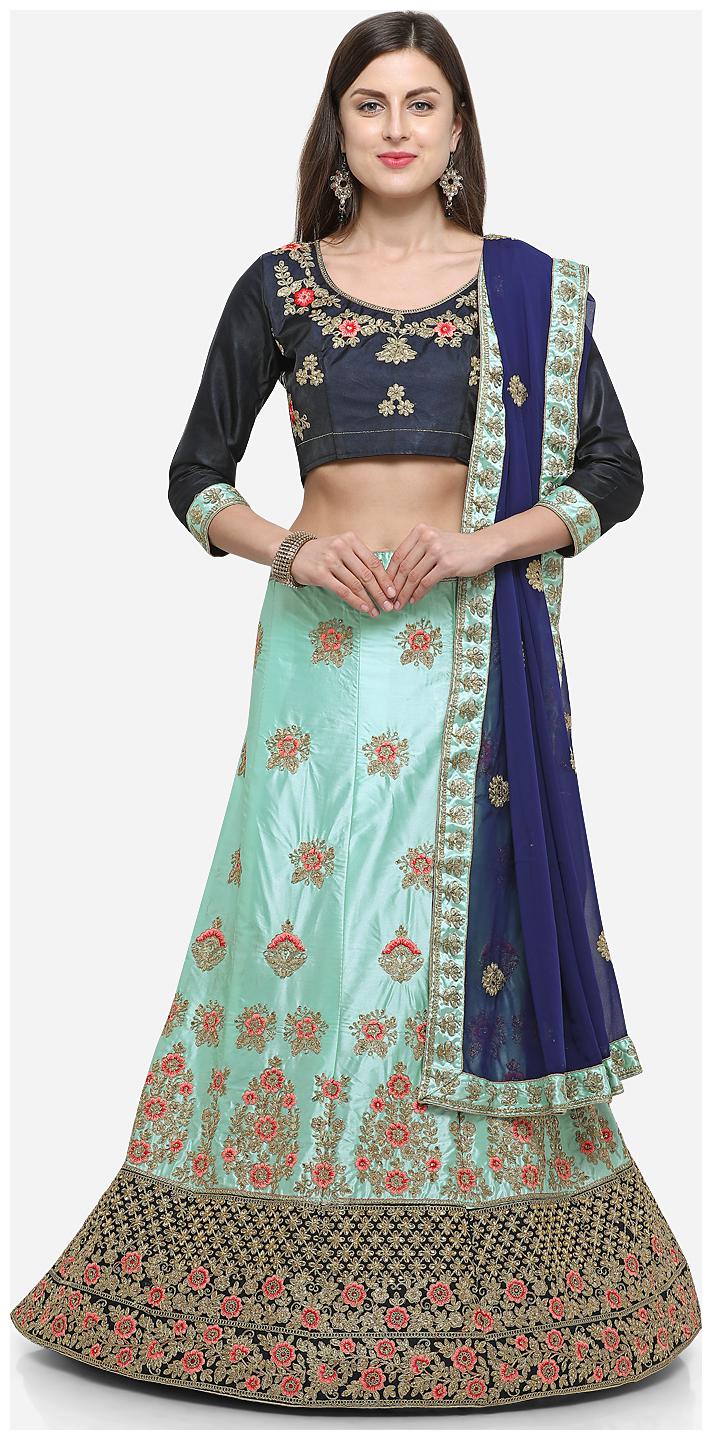 

V SALES Silk Wedding A-Line Semi Stitched Multi