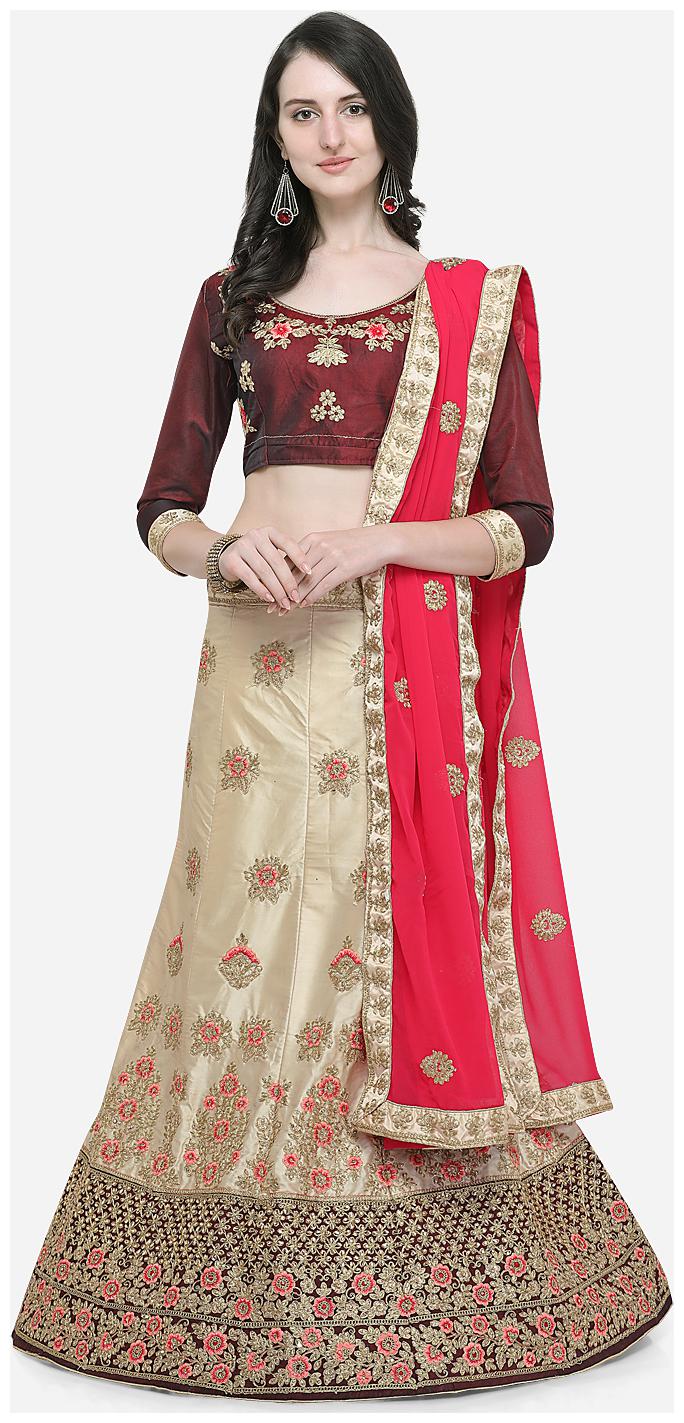 

V SALES Silk Wedding A-Line Semi Stitched Multi