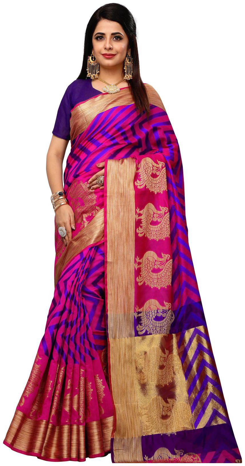 

vahni Latest Cotton Silk Saree With Blouse Piece - Party Wear - Pink