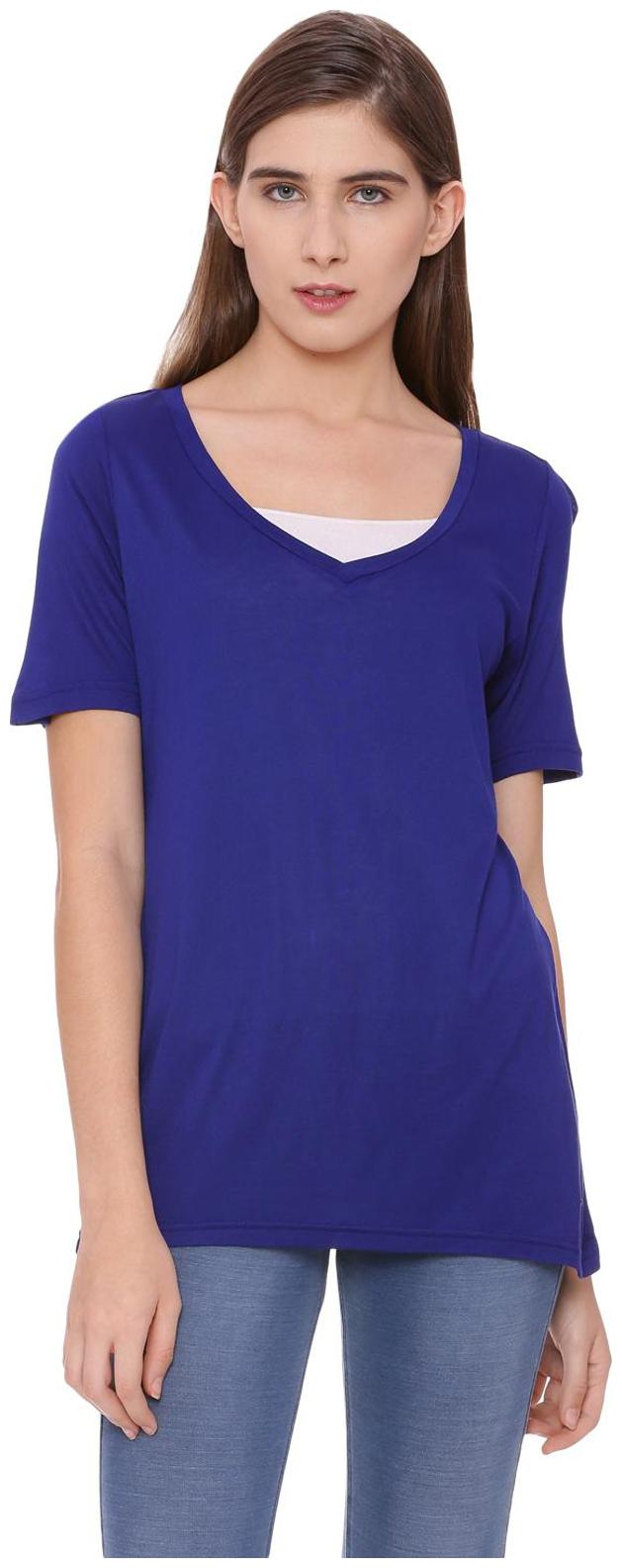 

Van Heusen Women Solid A-line top - Blue