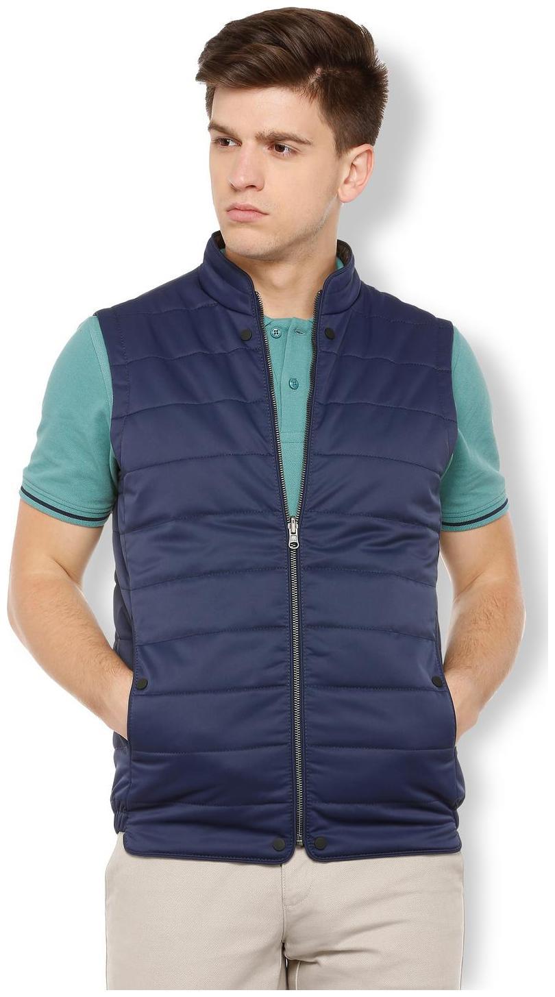 

Van Heusen Men Blue Solid Bomber jacket