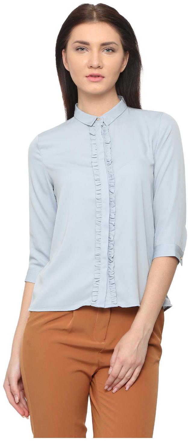 

Van Heusen Women Blue Solid Regular Fit Shirt
