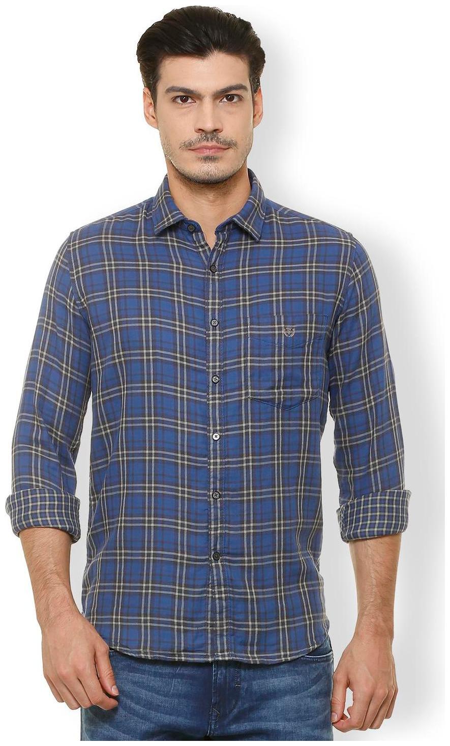 

Van Heusen Men Blue Checked Slim Fit Casual Shirt