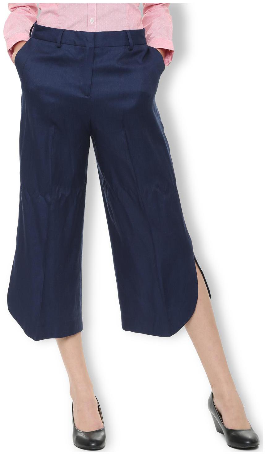 

Van Heusen Men Blue Solid Regular fit Regular trousers