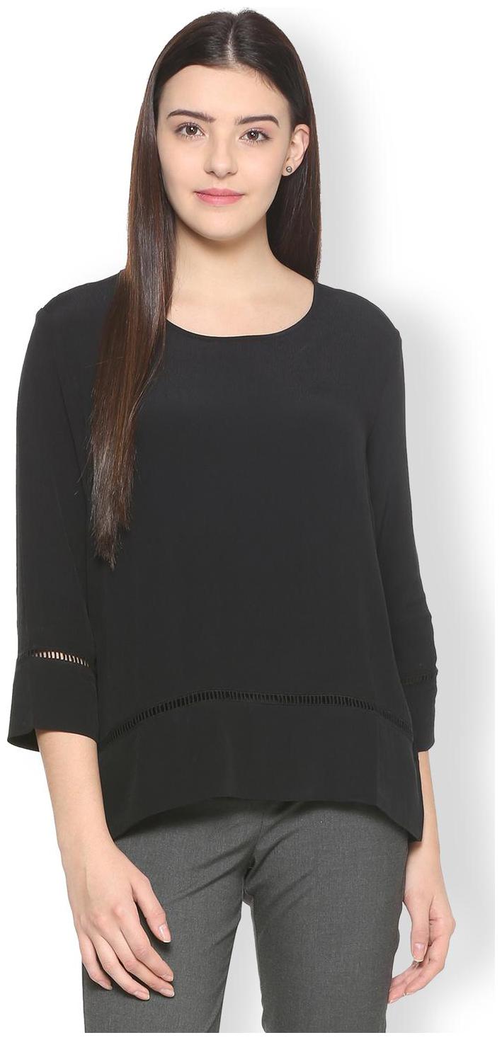 

Van Heusen Women Solid Regular top - Black