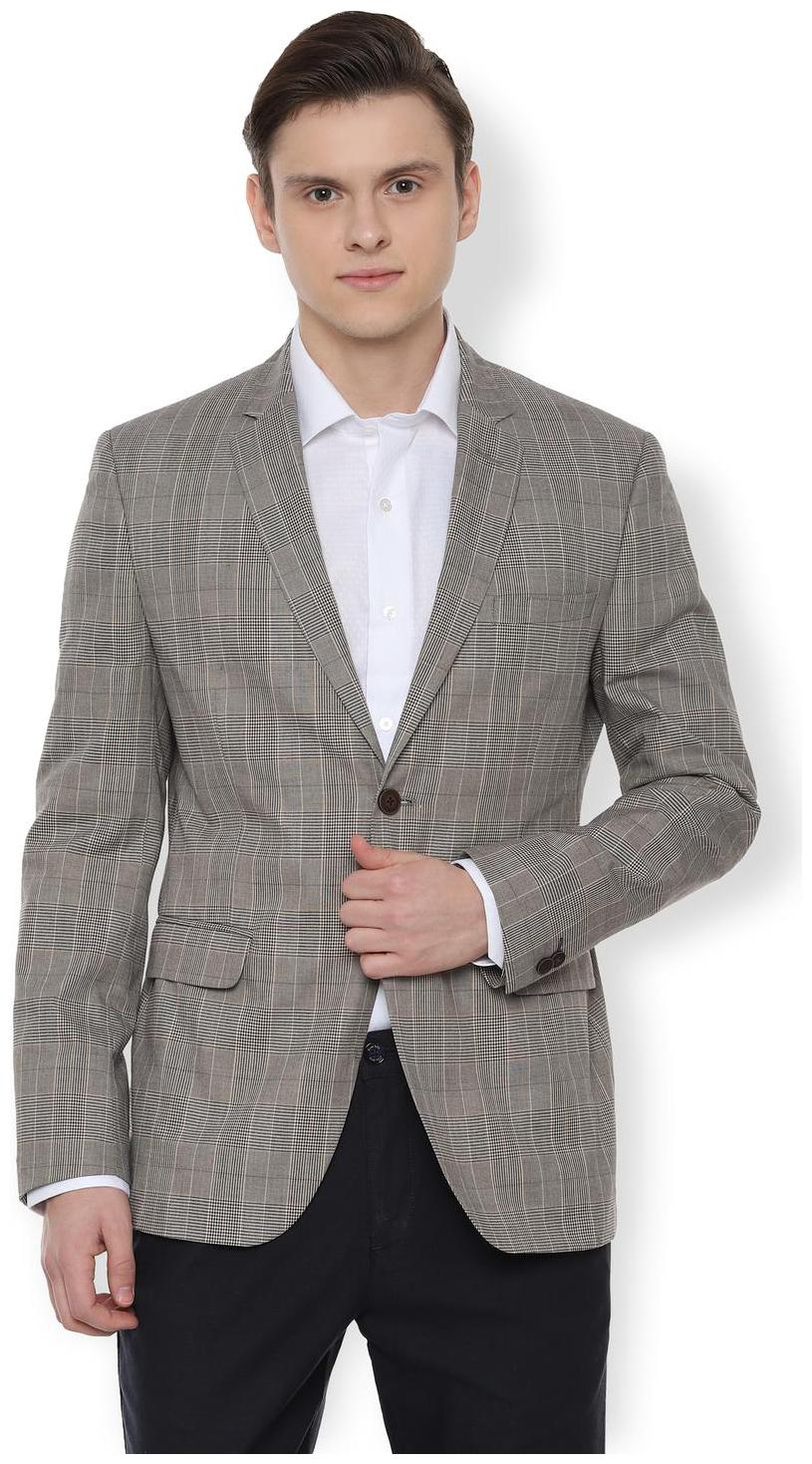 

Van Heusen Men Beige Checked Slim fit Single Breasted Blazer