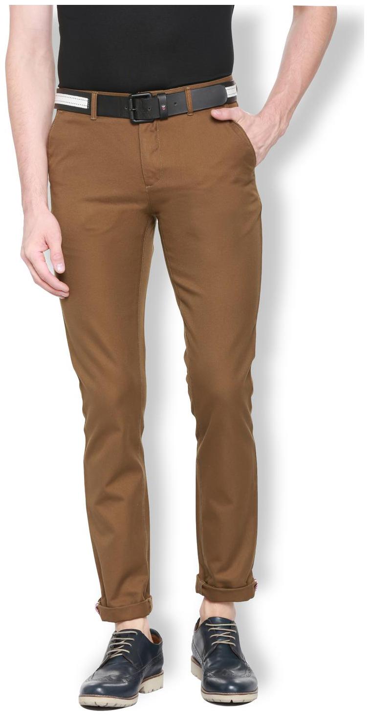 

Van Heusen Men Brown Textured Slim fit Regular trousers