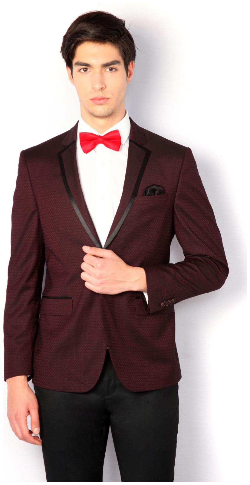 

Van Heusen Blended Slim Maroon Coats Blazers