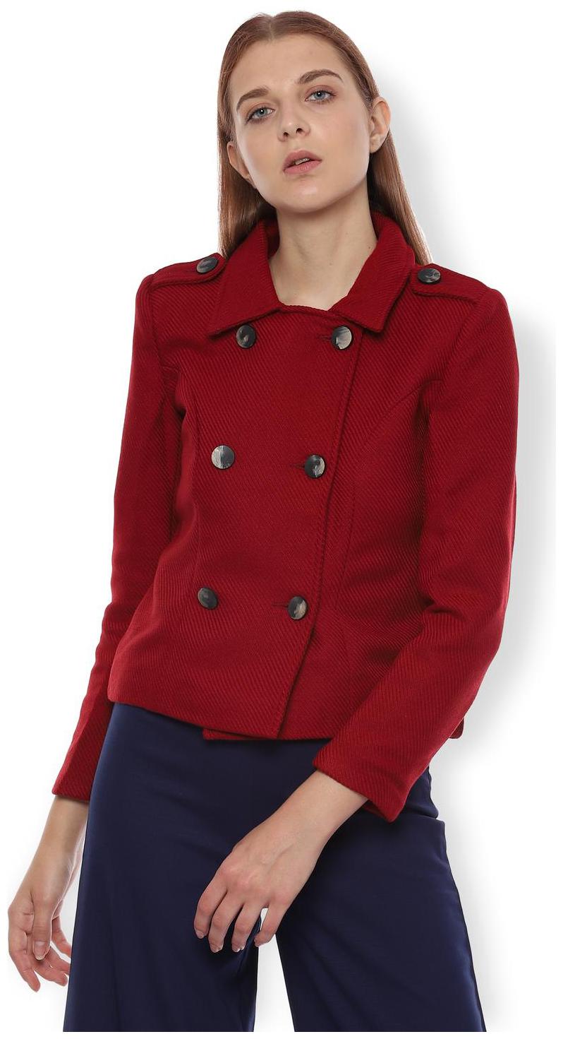 

Van Heusen Women Solid Regular Jacket - Maroon