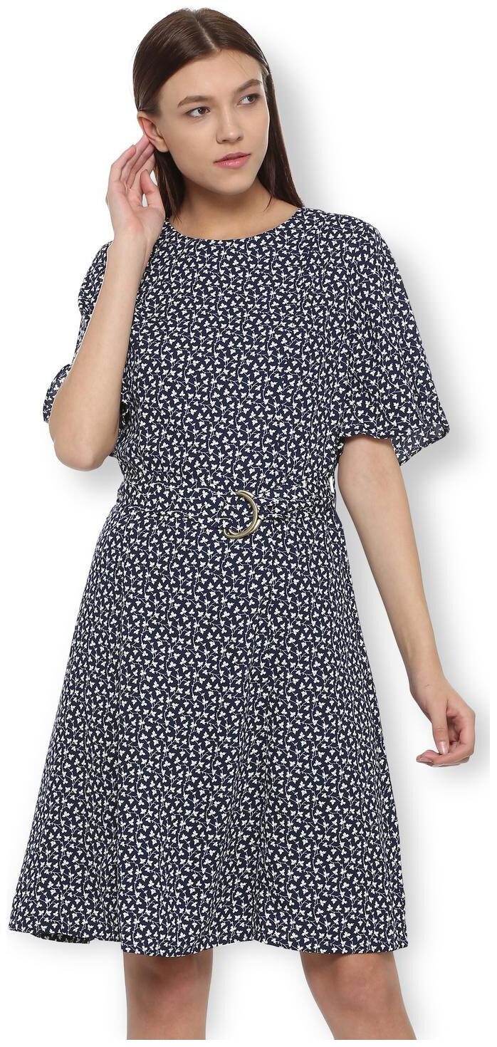 

Van Heusen Blue Printed A-line dress